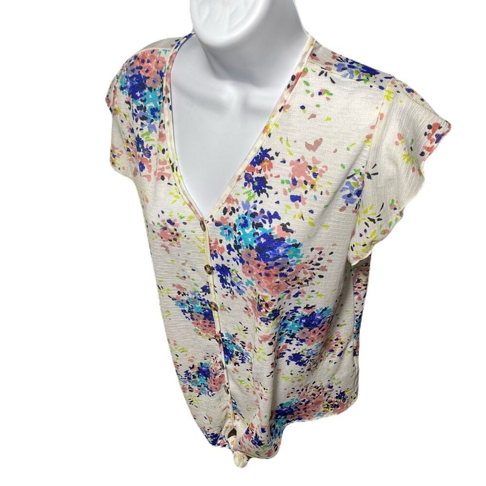 STORYBUK Ruffle Sleeve,V-Neck, Tie in front Blouse Womans Size M